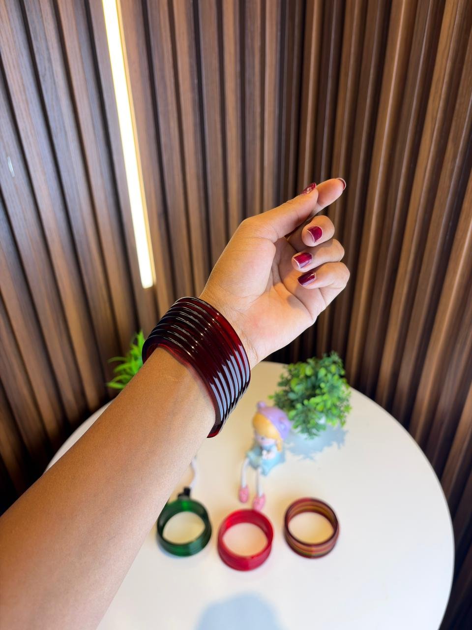 8 Pieces Dark Maroon Viral Jelly Bangles | Kashmiri Bangles Style | Trendy Bangles for Women | Lightweight Daily &amp; Festive Wear