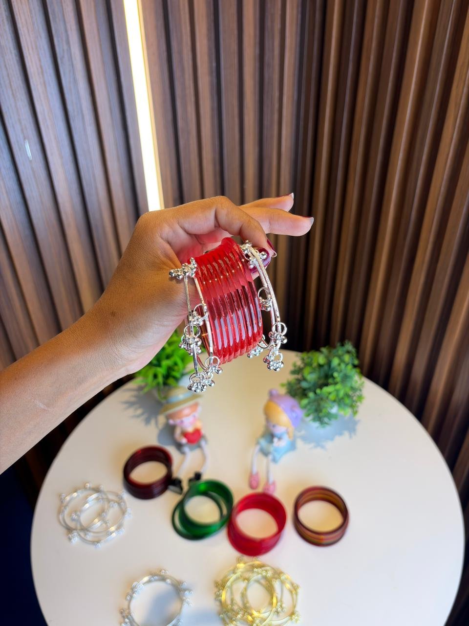 10 Pieces Kashmiri Bangles Set Box – Silver Kashmiri Ghungroo Bangles with Red Viral Jelly Bangles | Trending Bangles for Women